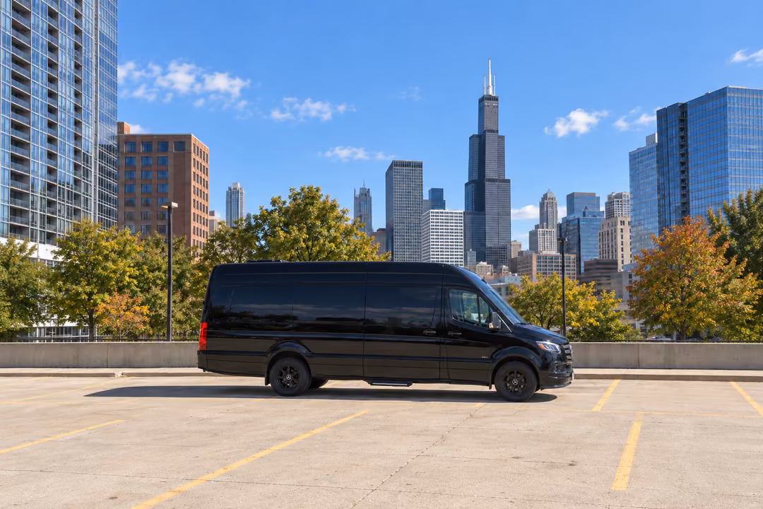 Chicago 14 passenger Sprinter limo rental exterior
