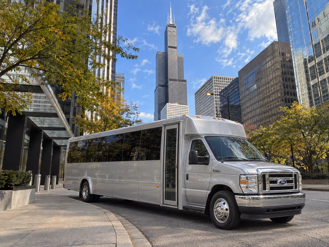 Chicago 10-20 passenger party bus rental exterior