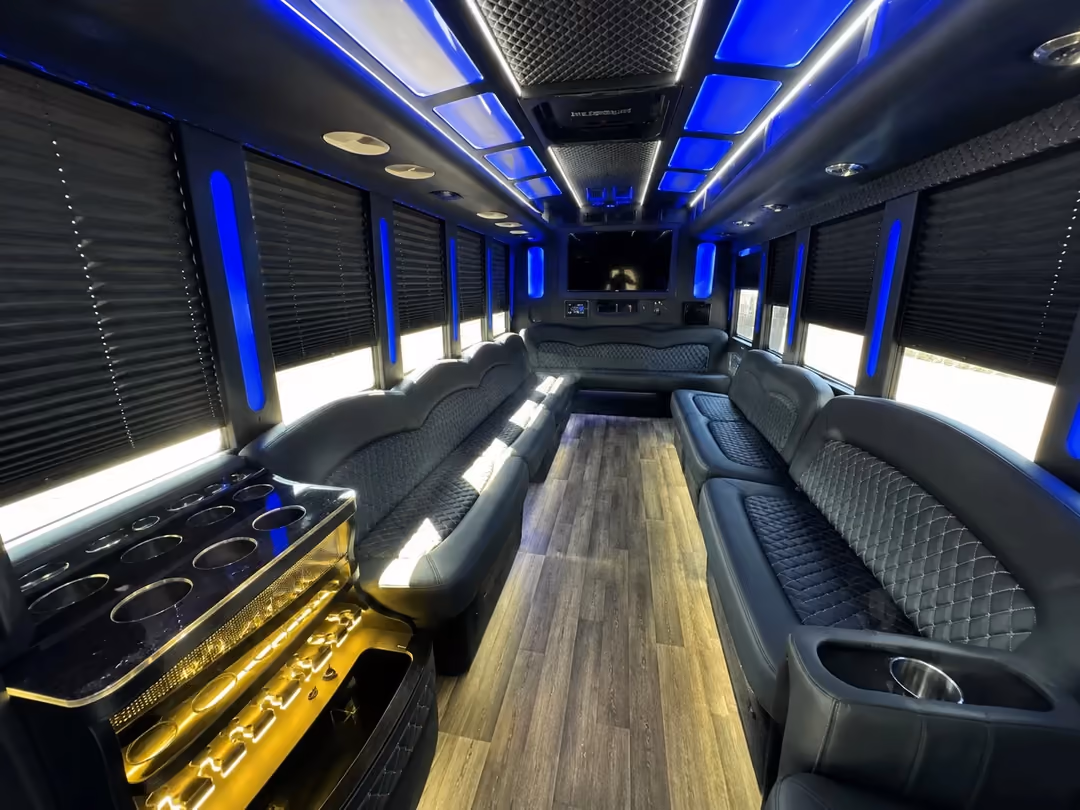 Chicago 30-40 passenger party bus rental interior