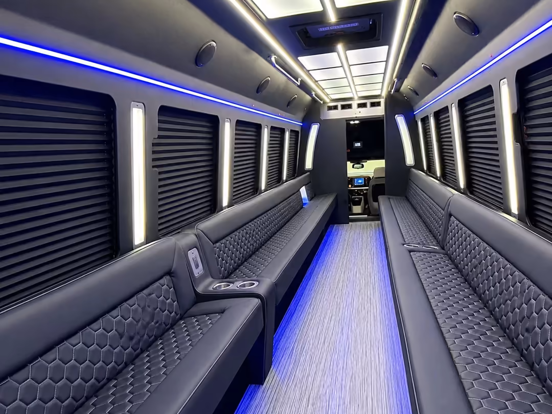 Fort Lauderdale specialty party bus with restroom inside
