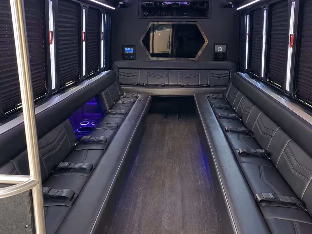 Newark NJ 10-20 passenger party bus rental interior