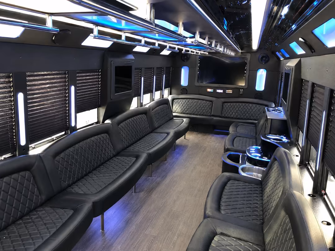 Newark NJ 20-30 passenger party bus rental interior