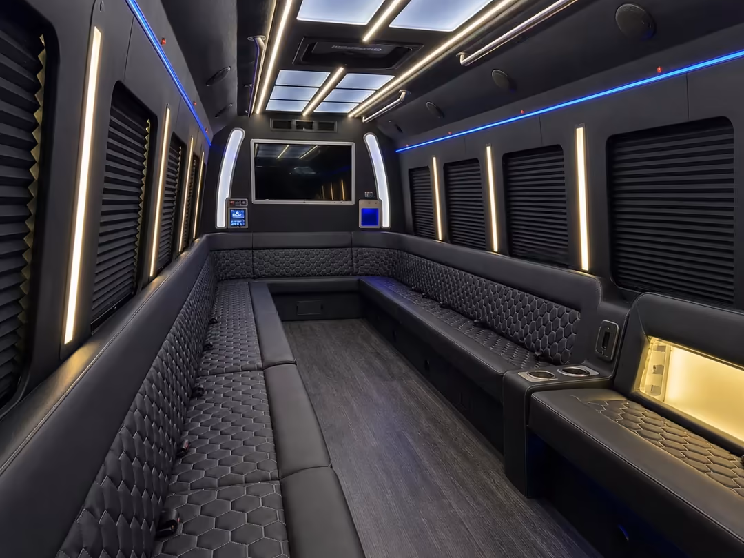 Newark NJ 40-50 passenger party bus interior